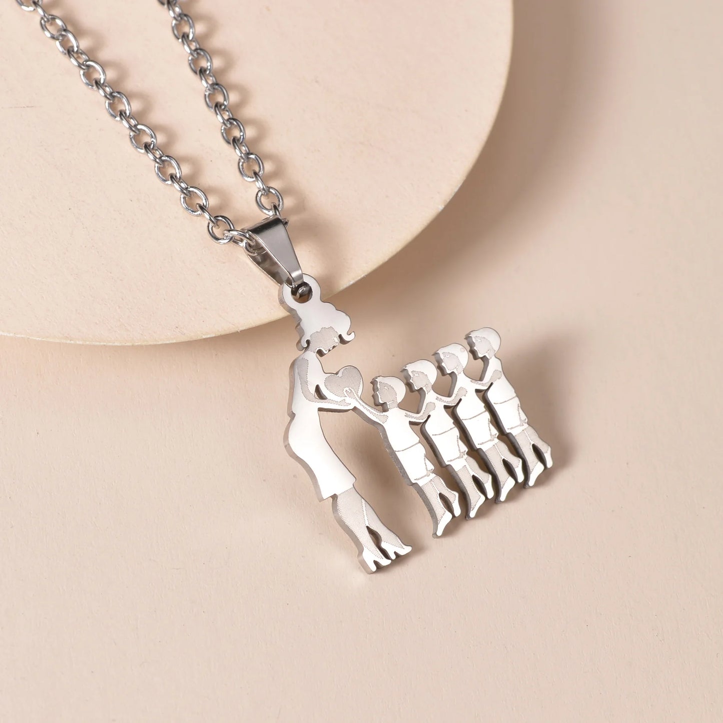 Mom Daughter Son Family Necklace Stainless Steel Chain Multiples Childs Silver Color Pendant Jewelry Women Mother's Day Gift