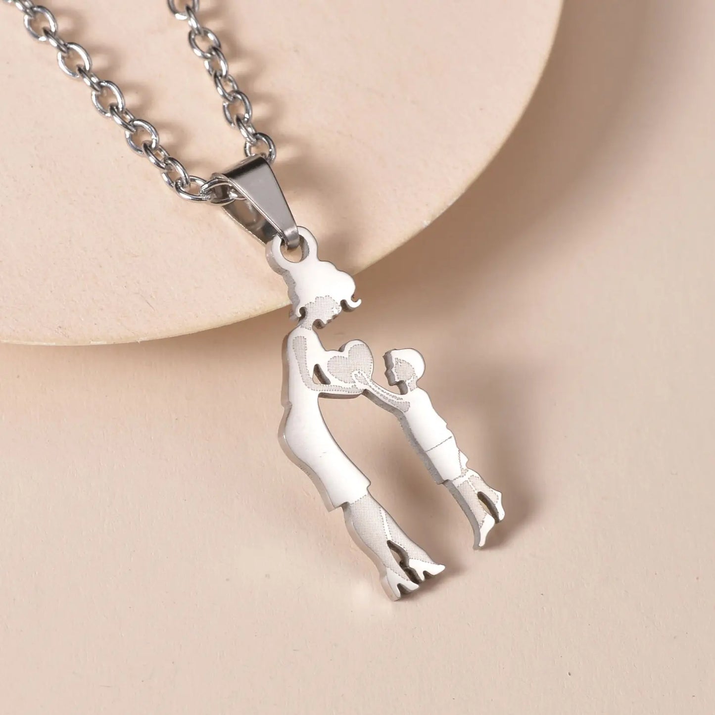 Mom Daughter Son Family Necklace Stainless Steel Chain Multiples Childs Silver Color Pendant Jewelry Women Mother's Day Gift