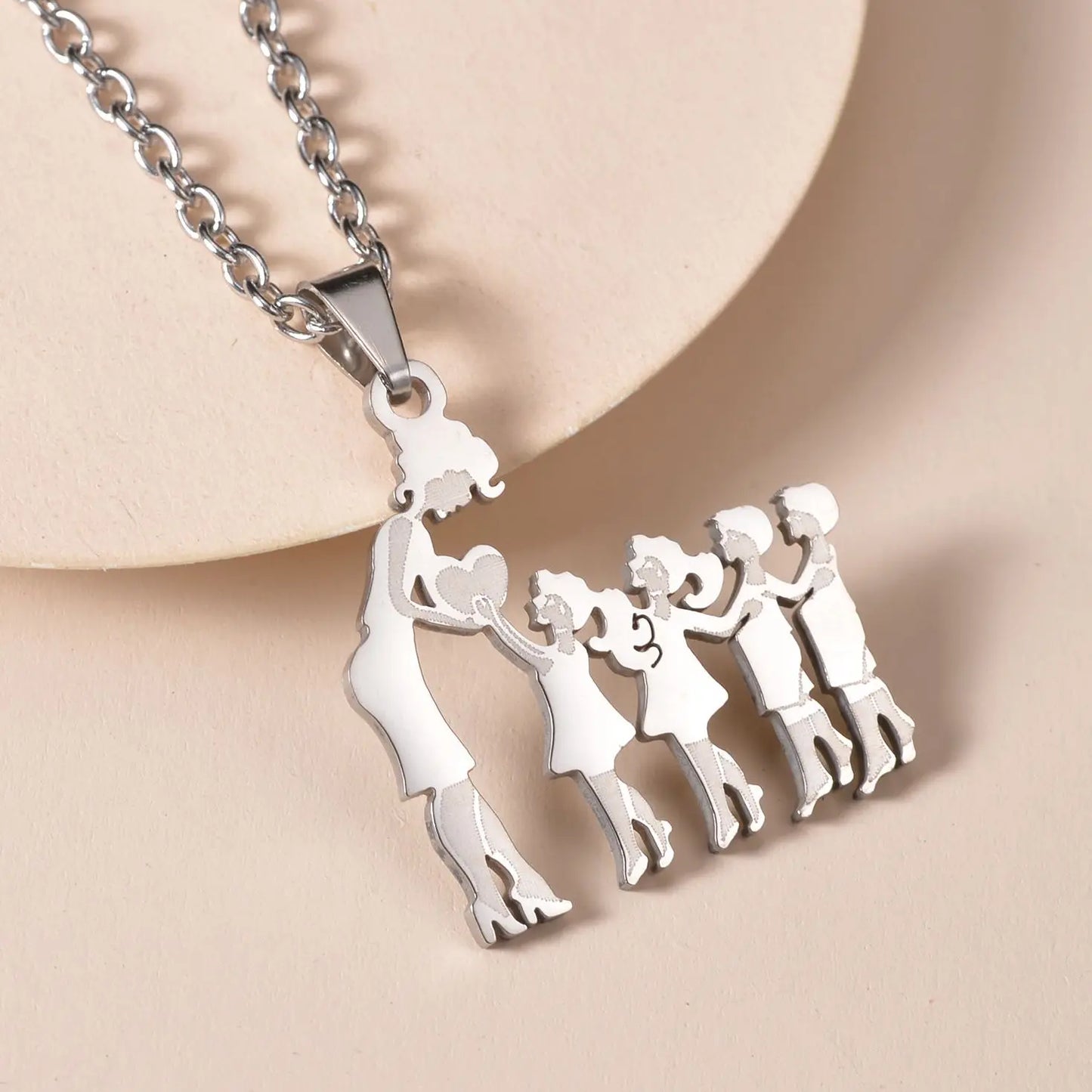 Mom Daughter Son Family Necklace Stainless Steel Chain Multiples Childs Silver Color Pendant Jewelry Women Mother's Day Gift