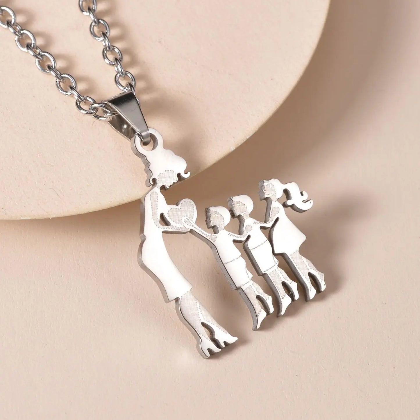 Mom Daughter Son Family Necklace Stainless Steel Chain Multiples Childs Silver Color Pendant Jewelry Women Mother's Day Gift