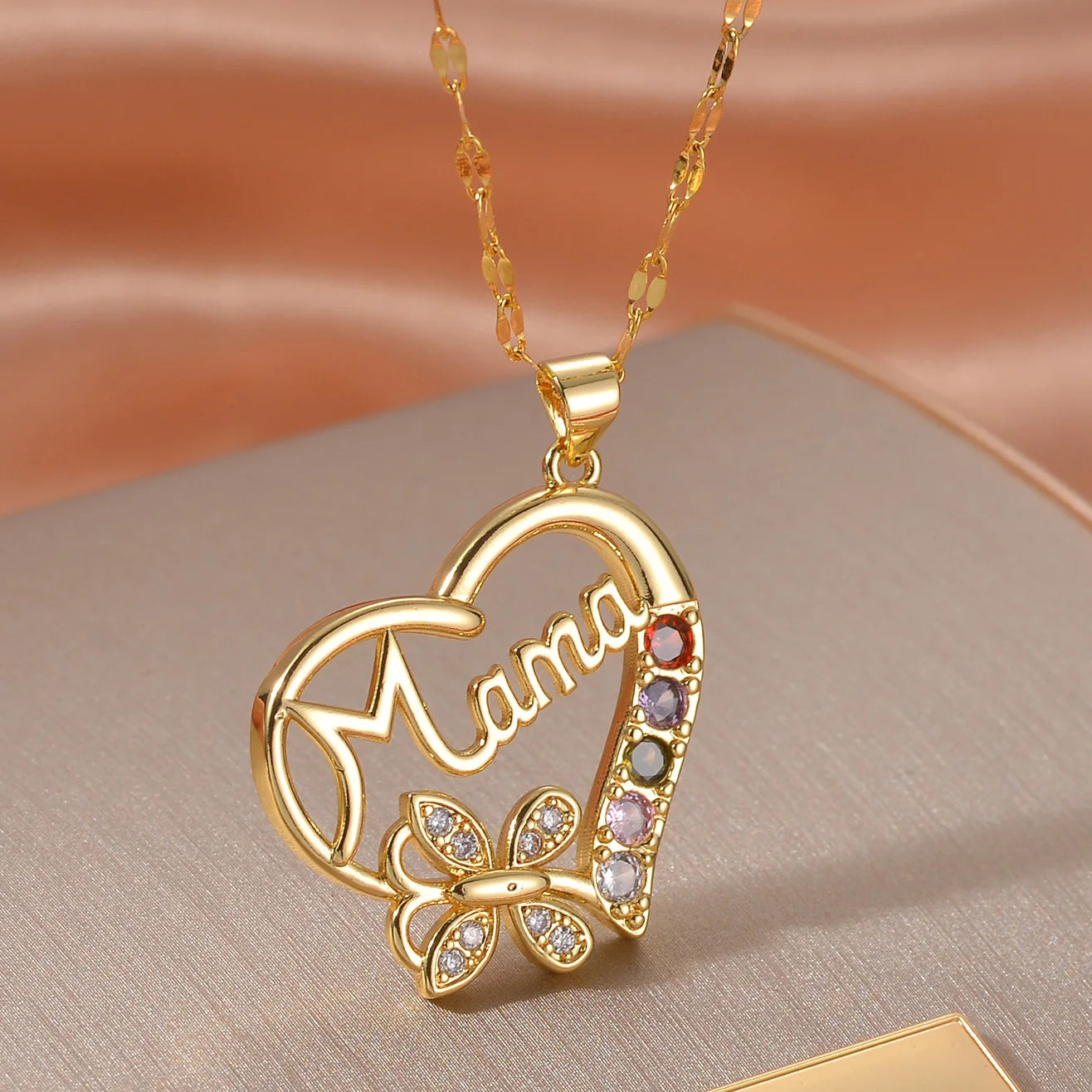 Mom Daughter Son Family Necklace Stainless Steel Chain Multiples Childs Silver Color Pendant Jewelry Women Mother's Day Gift