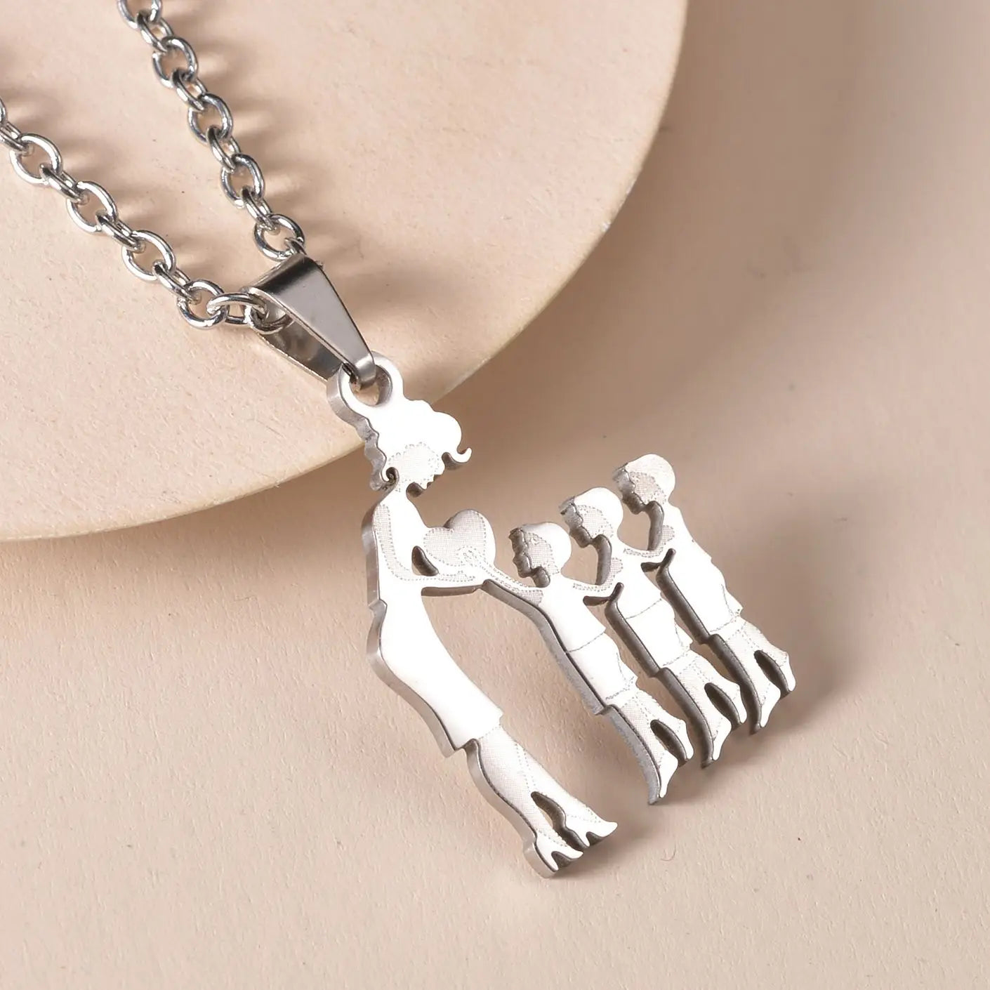 Mom Daughter Son Family Necklace Stainless Steel Chain Multiples Childs Silver Color Pendant Jewelry Women Mother's Day Gift