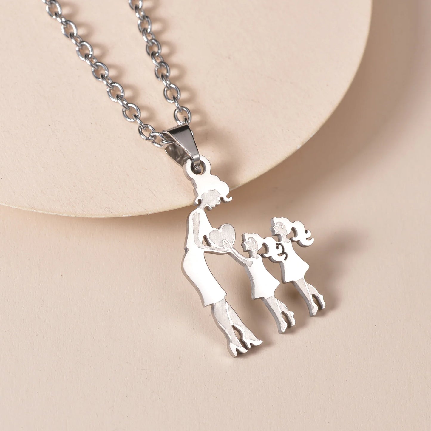 Mom Daughter Son Family Necklace Stainless Steel Chain Multiples Childs Silver Color Pendant Jewelry Women Mother's Day Gift