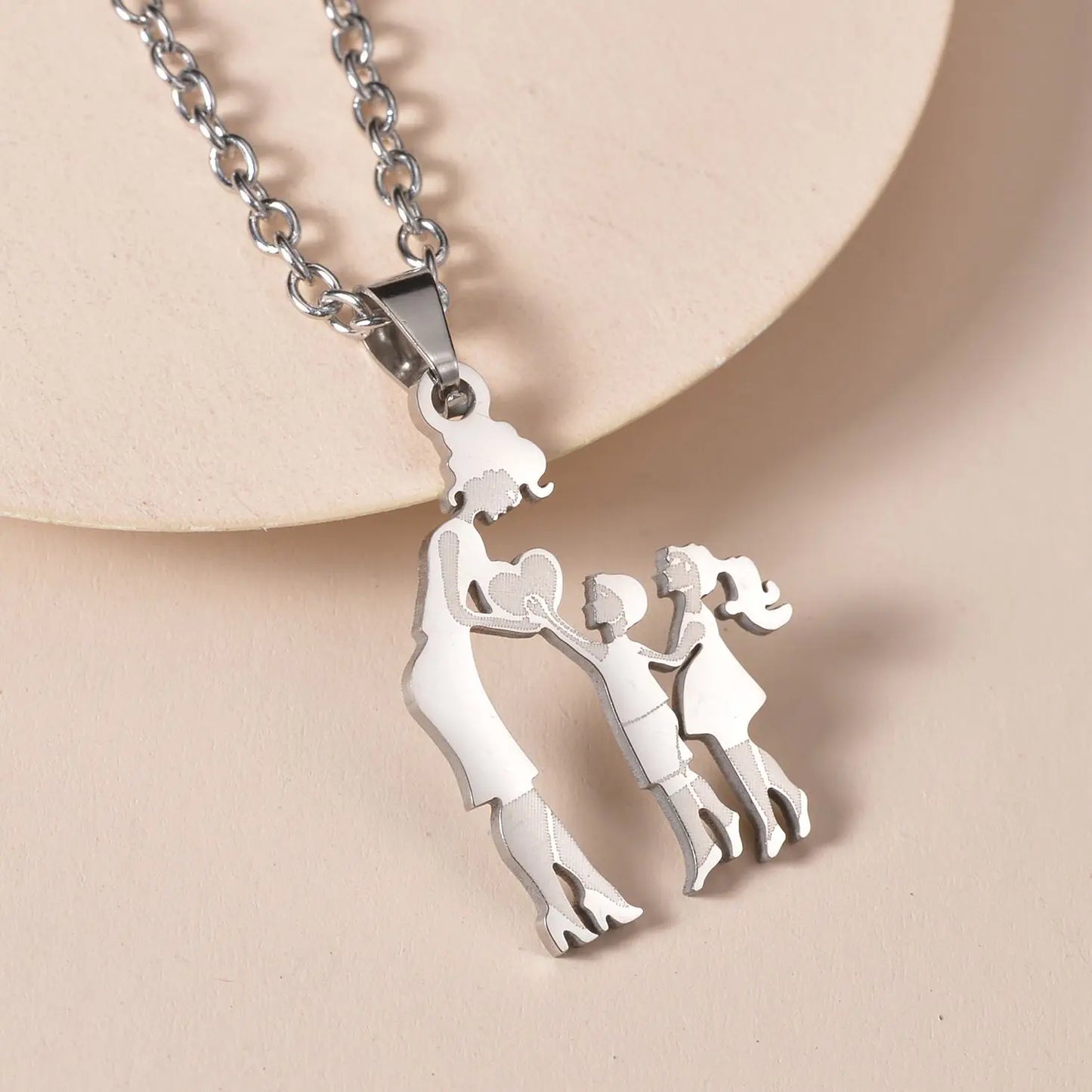 Mom Daughter Son Family Necklace Stainless Steel Chain Multiples Childs Silver Color Pendant Jewelry Women Mother's Day Gift