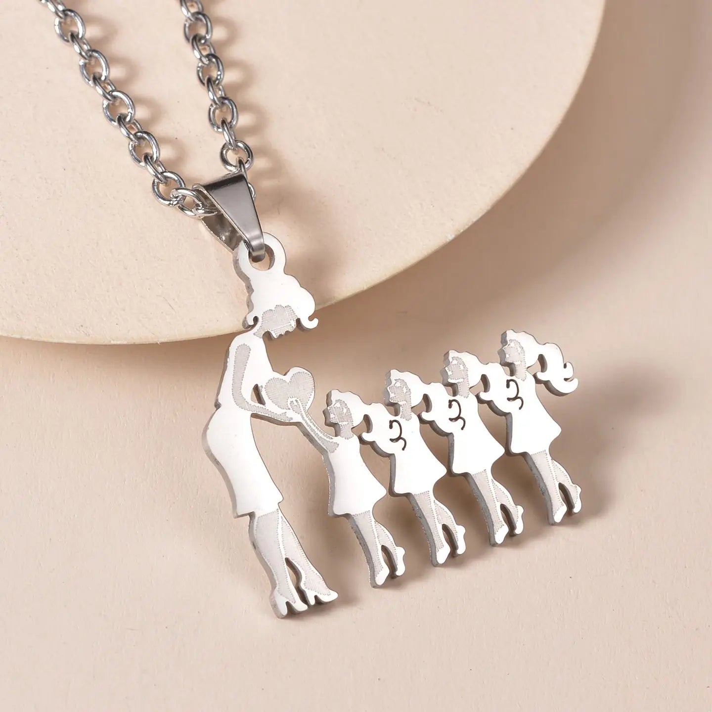 Mom Daughter Son Family Necklace Stainless Steel Chain Multiples Childs Silver Color Pendant Jewelry Women Mother's Day Gift