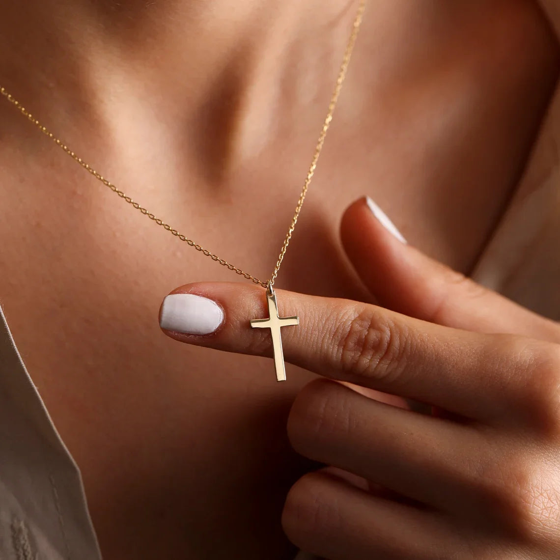 Unisex Stainless Steel Cross Necklace in Gold and Silver