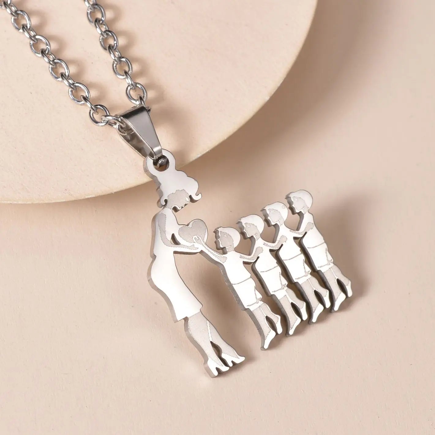 Mom Daughter Son Family Necklace Stainless Steel Chain Multiples Childs Silver Color Pendant Jewelry Women Mother's Day Gift