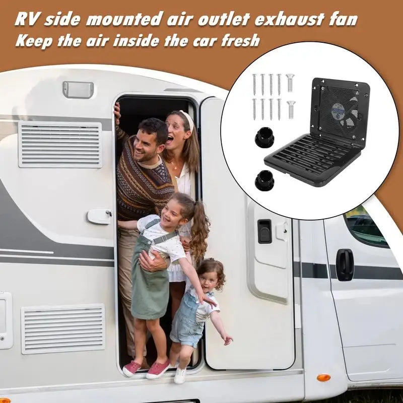 12V Silent RV Ventilation Fan – Side Mount Exhaust for Rain Protection & Air Circulation