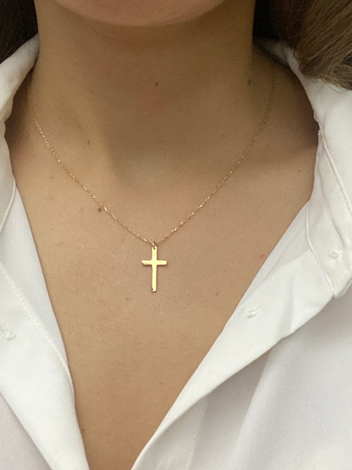 Unisex Stainless Steel Cross Necklace in Gold and Silver